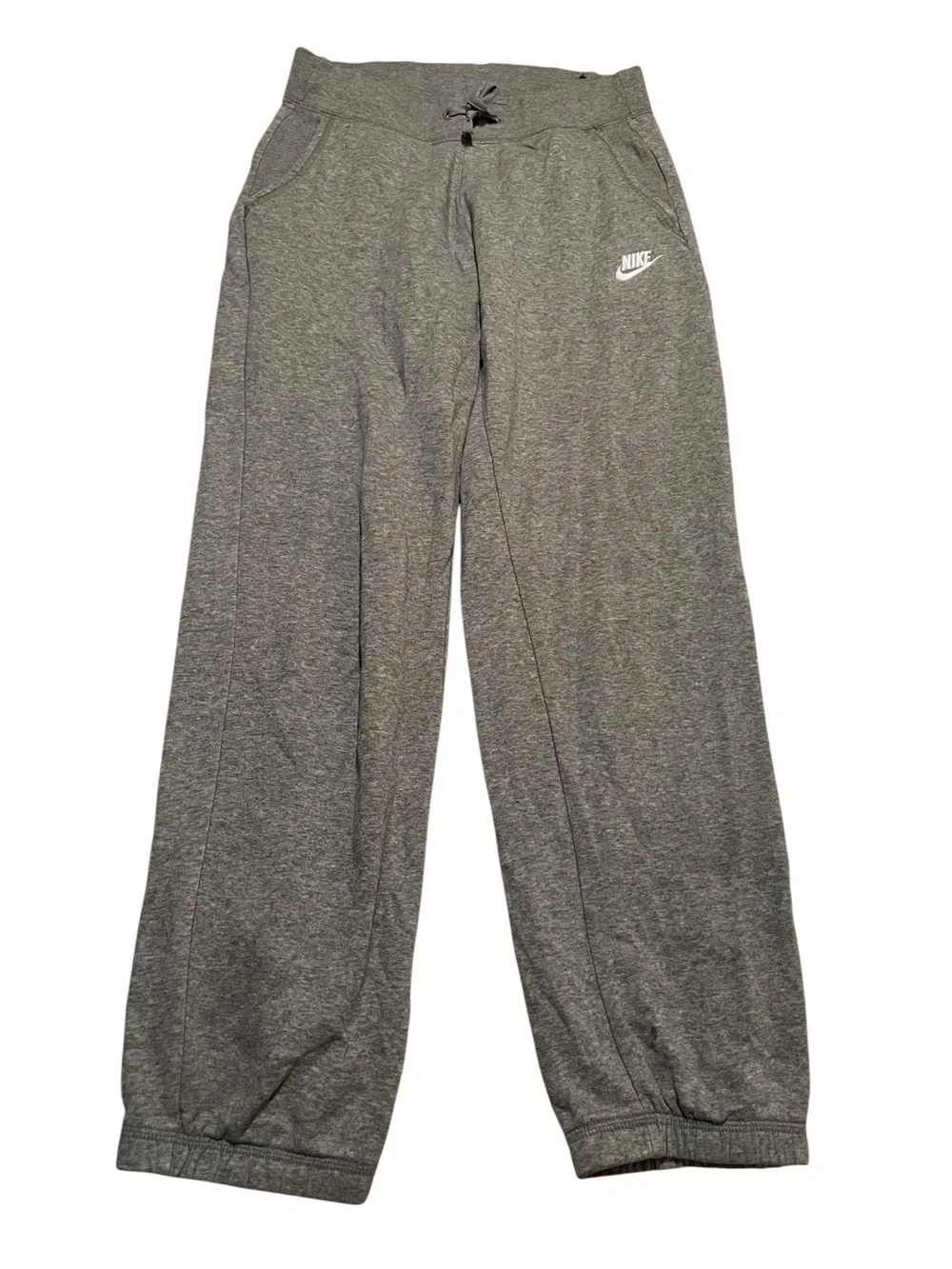 Nike Women's Size XS Sweatpants Joggers Light Heather Gray White Mid-Rise Cotton